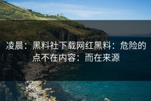 凌晨：黑料社下载网红黑料：危险的点不在内容：而在来源