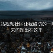 17c网站视频社区让我破防的一瞬间原来问题出在这里