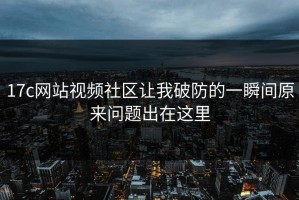 17c网站视频社区让我破防的一瞬间原来问题出在这里