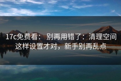 17c免费看： 别再用错了：清理空间这样设置才对，新手别再乱点