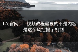 17c官网——视频教程最狠的不是内容——是这个风控提示机制