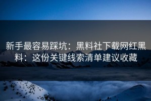 新手最容易踩坑：黑料社下载网红黑料：这份关键线索清单建议收藏