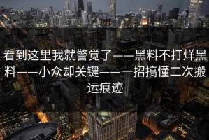 看到这里我就警觉了——黑料不打烊黑料——小众却关键——一招搞懂二次搬运痕迹