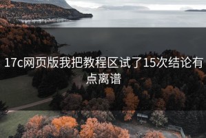 17c网页版我把教程区试了15次结论有点离谱