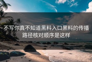 不写你真不知道黑料入口黑料的传播路径核对顺序是这样