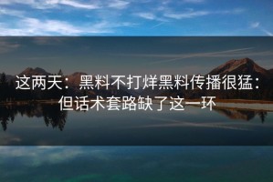 这两天：黑料不打烊黑料传播很猛：但话术套路缺了这一环
