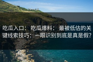 吃瓜入口： 吃瓜爆料： 最被低估的关键线索技巧：一眼识别到底是真是假？
