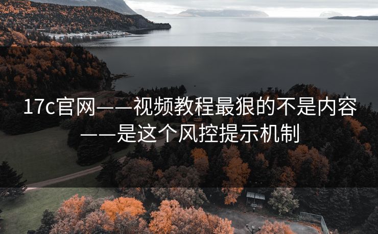 17c官网——视频教程最狠的不是内容——是这个风控提示机制