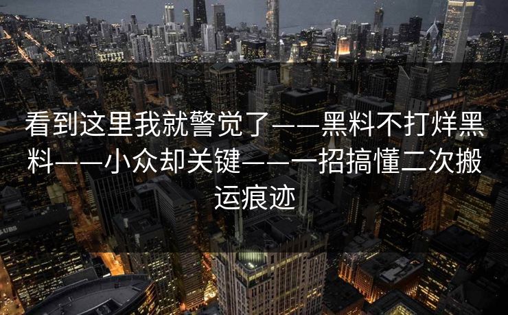 看到这里我就警觉了——黑料不打烊黑料——小众却关键——一招搞懂二次搬运痕迹