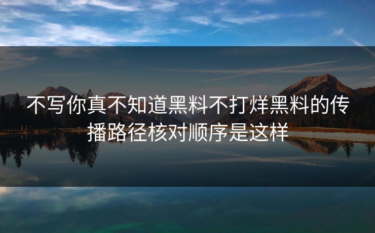 不写你真不知道黑料不打烊黑料的传播路径核对顺序是这样