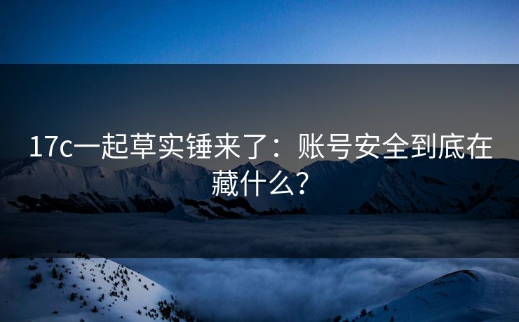 17c一起草实锤来了：账号安全到底在藏什么？