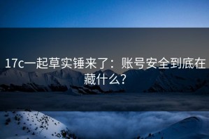 17c一起草实锤来了：账号安全到底在藏什么？