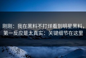 刚刚：我在黑料不打烊看到明星黑料，第一反应是太真实：关键细节在这里