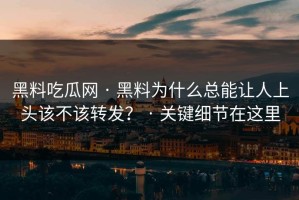 黑料吃瓜网 · 黑料为什么总能让人上头该不该转发？ · 关键细节在这里