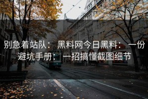 别急着站队： 黑料网今日黑料： 一份避坑手册： 一招搞懂截图细节