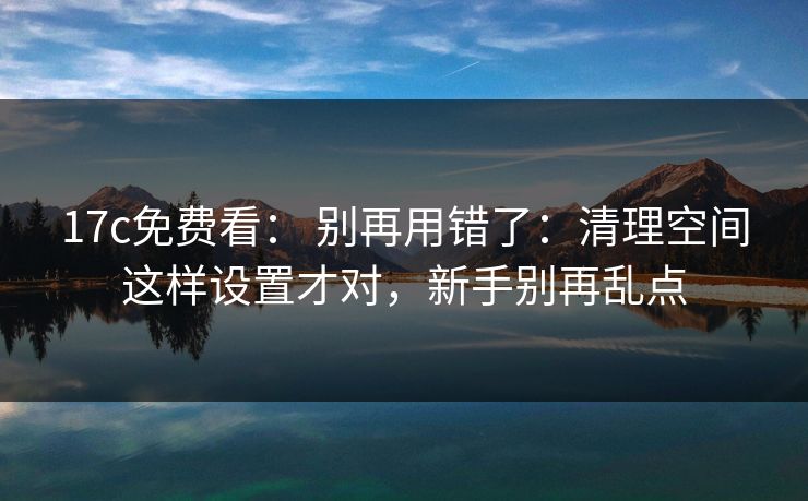17c免费看： 别再用错了：清理空间这样设置才对，新手别再乱点